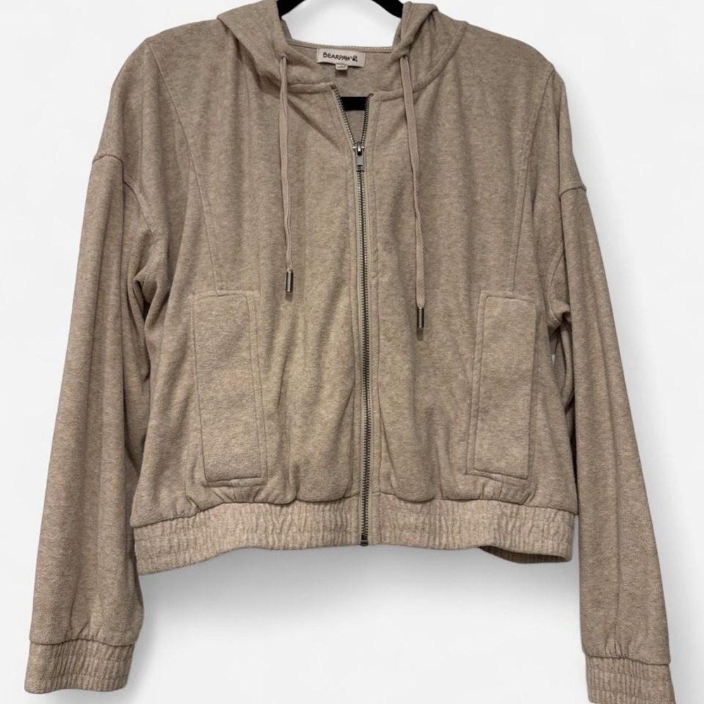 Bearpaw | Zip Hoodie and Wide Leg Pants Lounge Set | Small || Oatmeal| - Picture 2 of 6